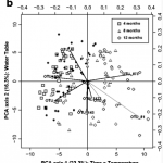 PCA biplot of fungi under increased temperature, elevated atmospheric CO2, and altered water table conditions